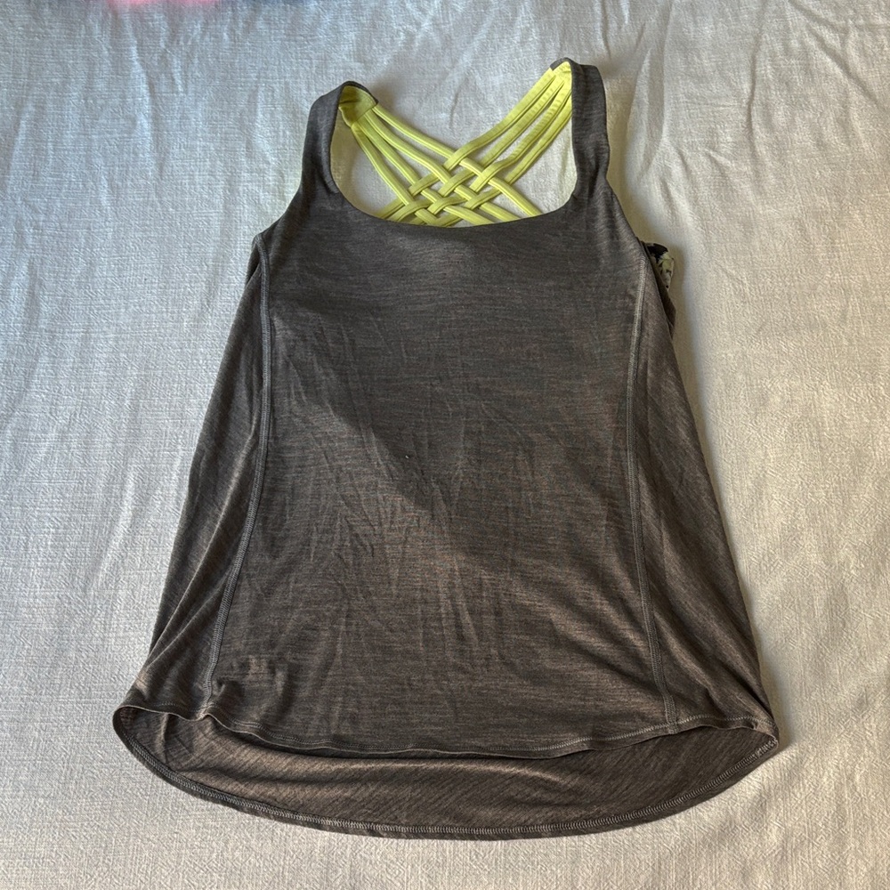 Lululemon Athletica Gray Tank Top with Yellow Straps